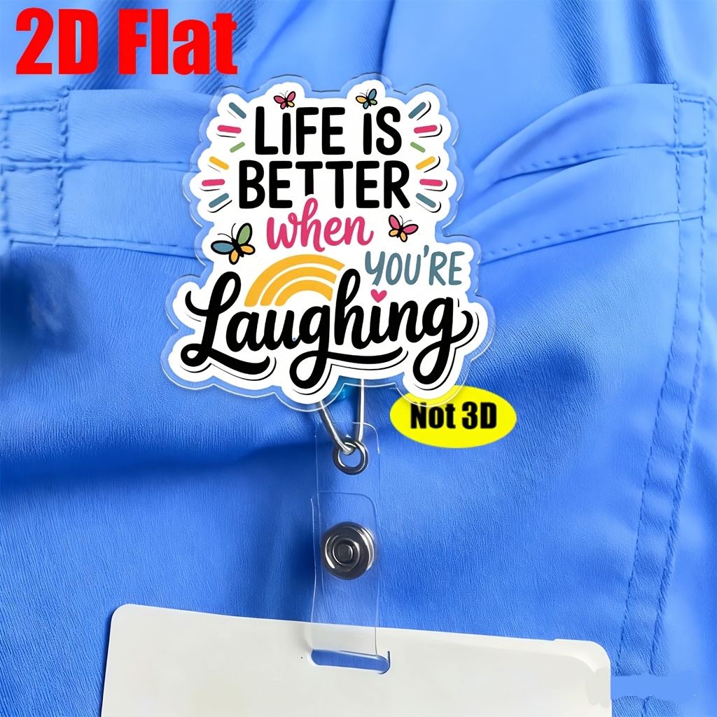 TEMU 2d 1pc Fun Creative Badge Scroll, Stretchable Lightweight Name Tag With Lanyard And Waist Clip, Suitable For Nurses, Staff, Doctors, Care |
