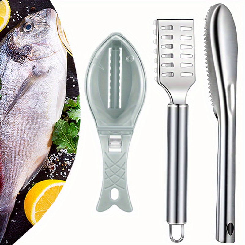 3pcs with serrated edge fish scale scraper, stainless   scale removal brush, multifunctional seafood knife, fish scale remover, fish scale planer, kitchen tool, it can remove fish scales faster and easier Product details 5