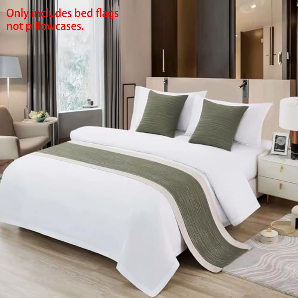 TEMU 1pc, 2d Flat Hotel- Luxury Textured Bed Runner And Tail Towel, For And Home Bedroom Decoration, Pillowcases Not Included. Suitable For Various