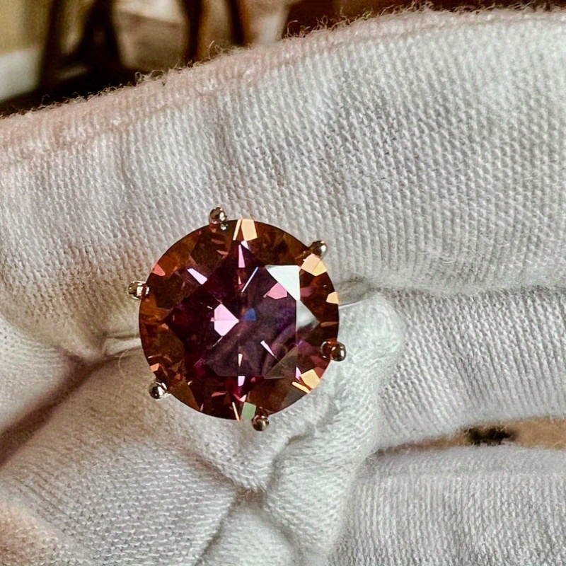 Women's 3 Carat Red Round Cut Moissanite Ring