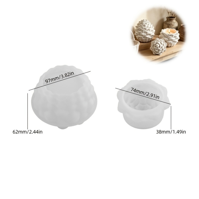 Image of 2pcs Candle Cup Resin Molds, Storage Jar Mirror Clay Molds Candle Molds Silicone Resin Molds