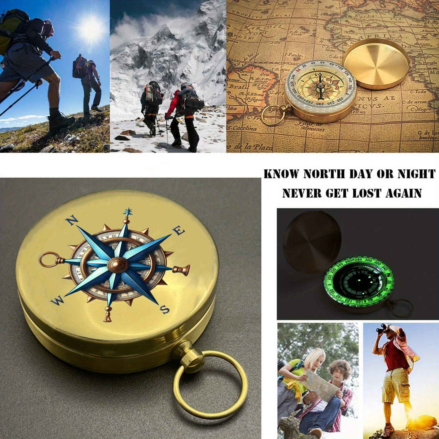 Portable Pocket Compass with Color-Coded Needle for Navigation