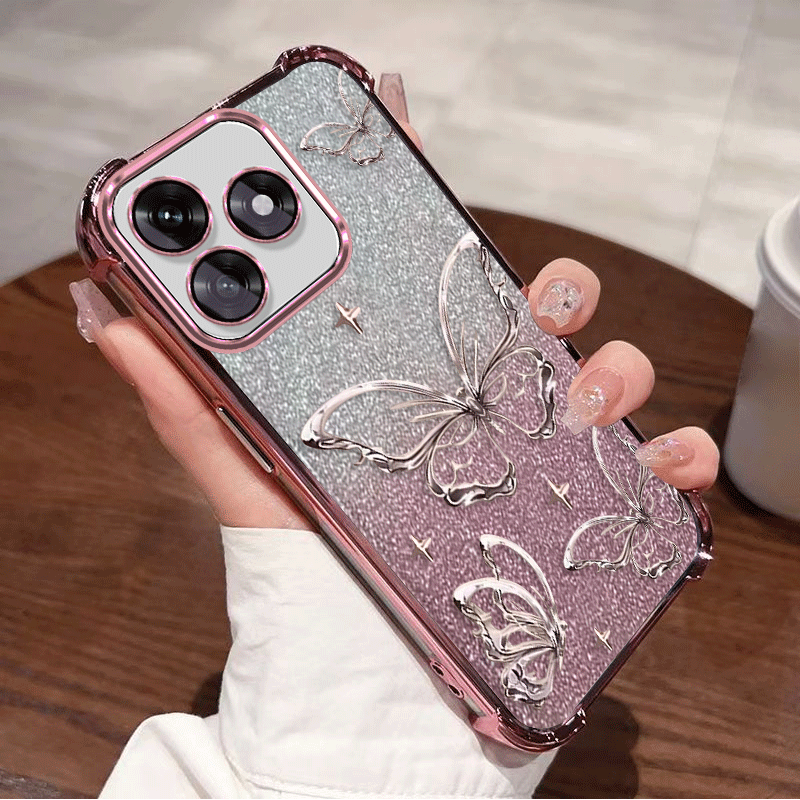 TEMU Phone Case - Glitter Plating Clear Protective Cover X5c Plus Case Flexible Tpu Four-corner Shockproof Pattern