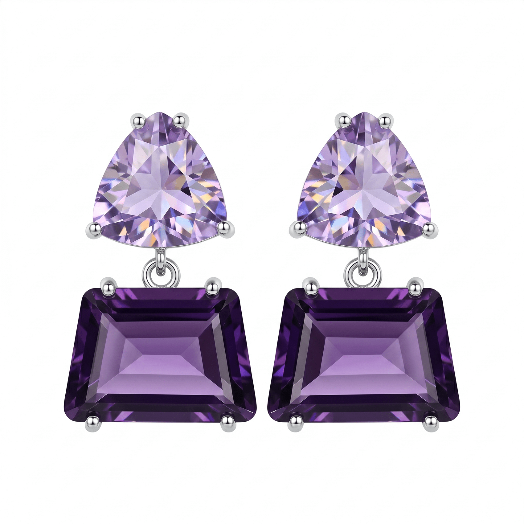 TEMU A Pair Of Purple Geometric Earrings, Retro Elegant Style, Copper Inlaid With Synthetic Synthetic Synthetic Zircon​​, Suitable For Daily Wear,