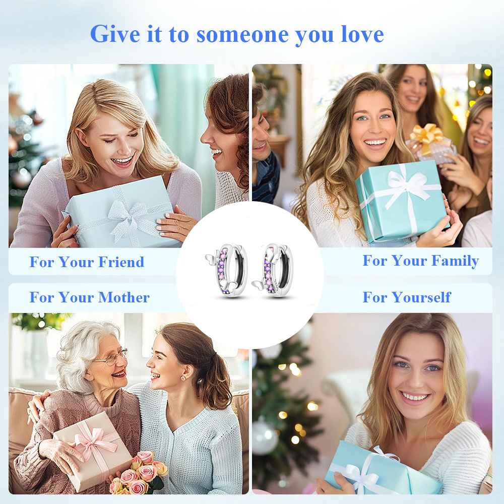 Women's 925 Silver Pink and Purple Butterfly Earrings, Gift