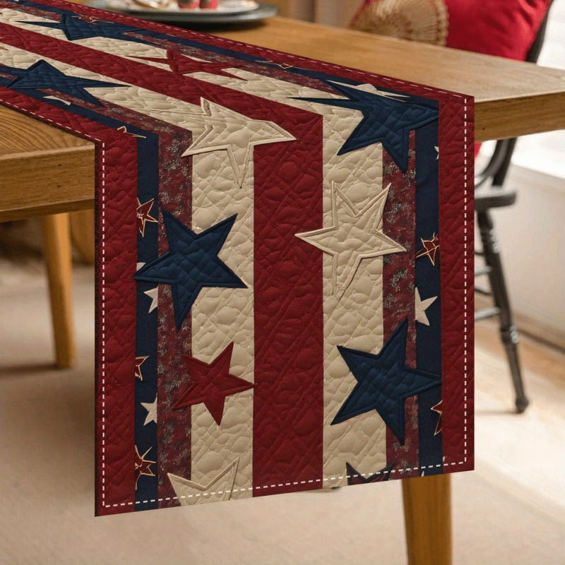 TEMU 1pc Patriotic American Flag Table Runner - Vibrant Red And And , Durable , , Memorial Day, Labor Day Celebrations | Add A Festive Touch To Any
