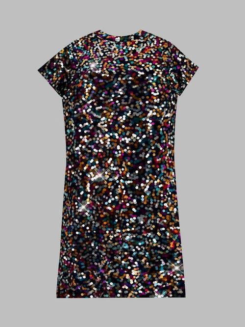 glittery confetti dot pattern womens crew neck t shirt dress