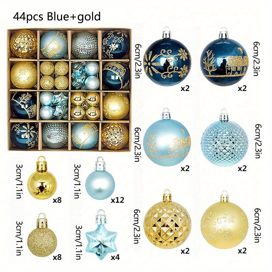 Décorations de Noël 44 pièces : ornements peints, boules suspendues et décorations festives pour arbre et scènes - Idéal pour fêtes, cadeaux et célébrations de Noël, Halloween et Nouvel An - Parfait pour famille et amis - Boules et ornements en plastique pour sapin