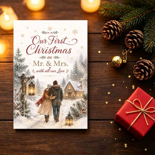 1 set of christmas cardsour first christmas as mr mrs greeting card for ideal for celebrations