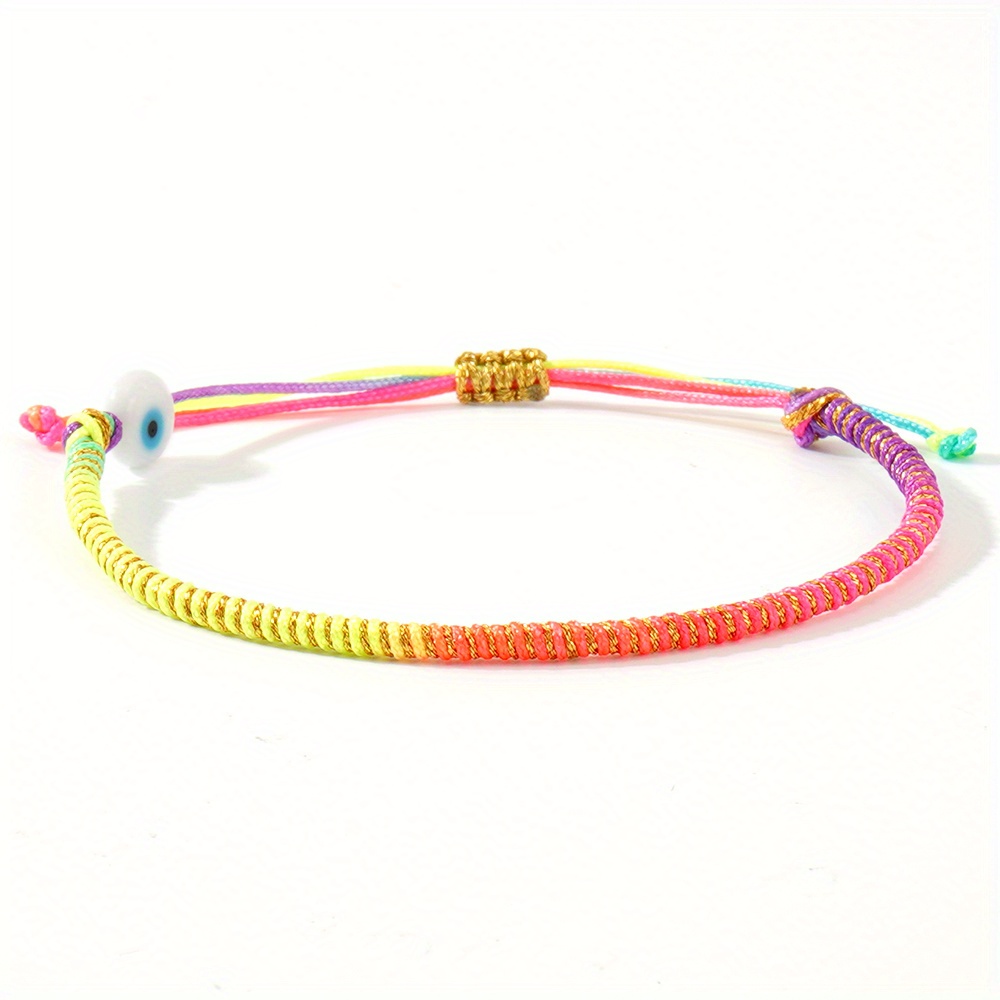 Boho Tribal Beaded Bracelet with Evil Eye Charm
