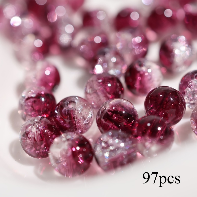97 Burgundy Snowflake Crackle Glass Beads, 10mm - Perfect For Jewelry Making, Bracelets And Necklaces!