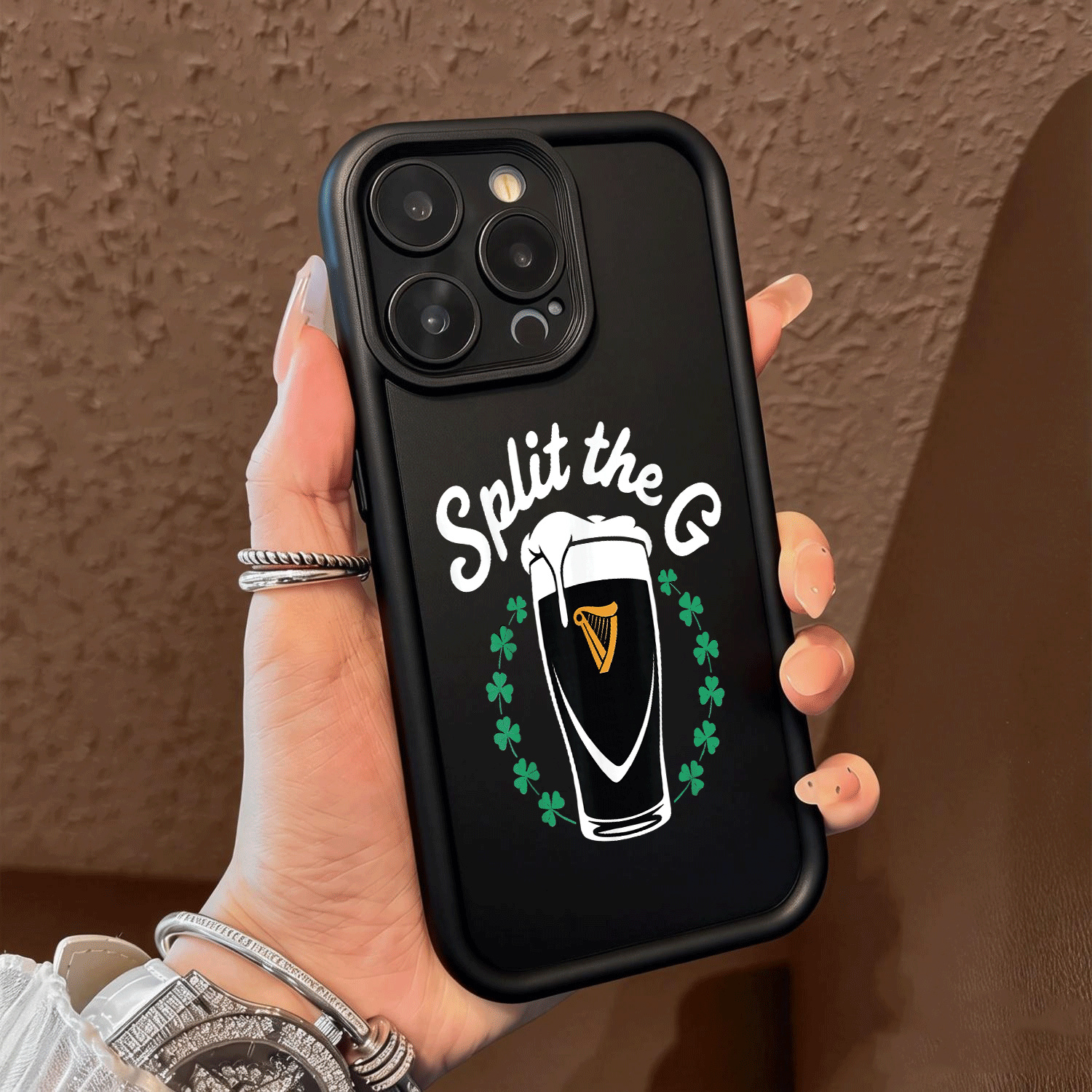 TEMU Phone Case: Irish Beer Split The G Shamrock 's Maglietta New Tpu Phone Case, For Iphone 17/16/15/14/13/12