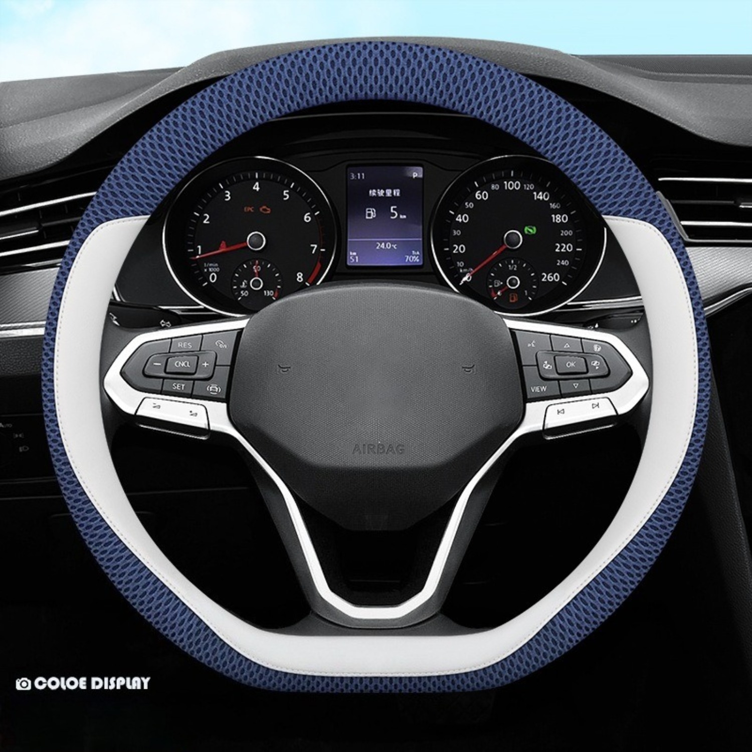 Image of Non-slip Breathable Viscose Fiber Steering Wheel Cover, 38cm/15inch Suitable For -purpose Vehicles, Universal In , And Fashionable Decoration.