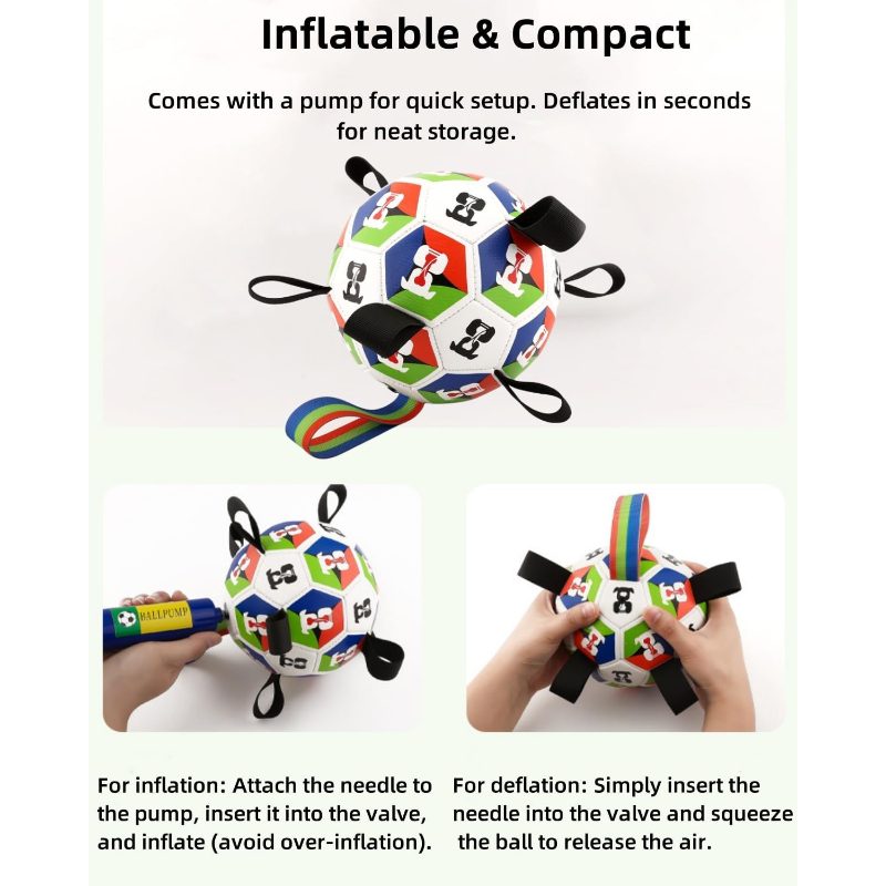 Dog Toys Balls, Dog Soccer Ball with Straps, 18Cm Interactive Toys Tug of War, Pet Training Soccer Ball, Durable Herding Ball Medium, Large Pet, Outdoor Toy, Dog Birthday Gifts (18CM), Without Battery - Image 5