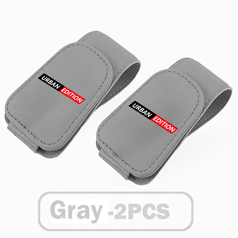 Image of 2pcs Magnetic Pu Leather Sun Visor Glasses Holder - With Card Slot, One-hand Operation, Multiple Colors (black, Gray, Beige, Red-brown), Side Interior Accessory, Glasses Mount