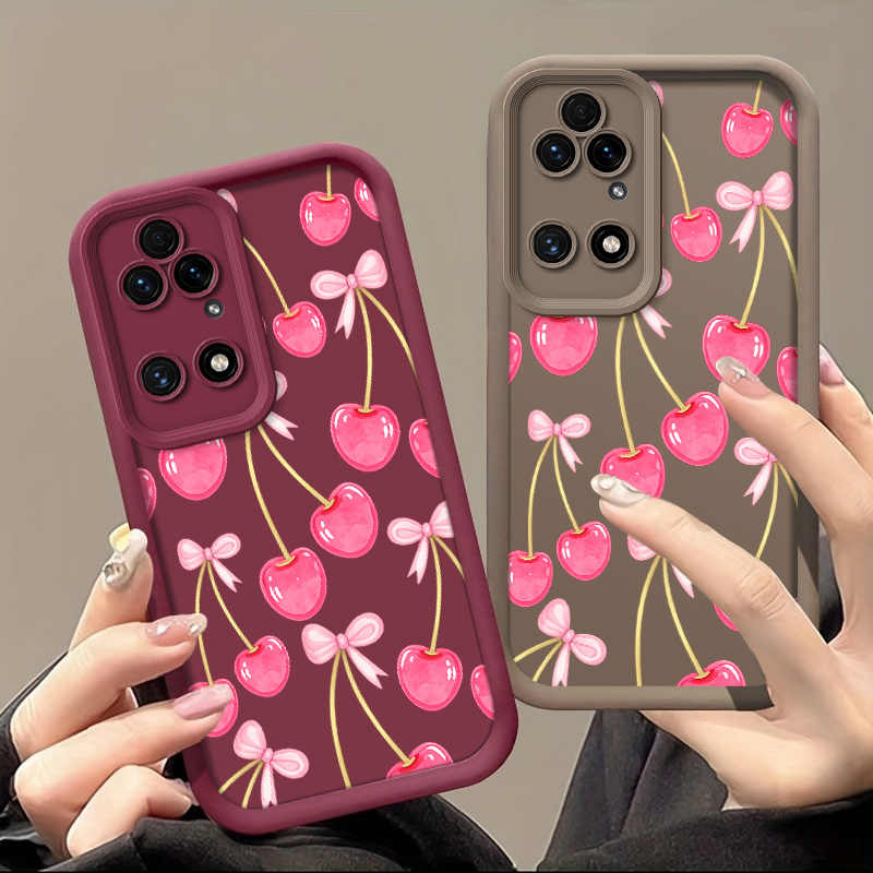 품목 사진 휴대폰 케이스: 화웨이 p50 pro/p40 pro/p30 pro/p20 pro/p20 호환 고급 충격 방지 tpu 휴대폰 쉘 보호 케이스 핑크 체리 리본 무늬