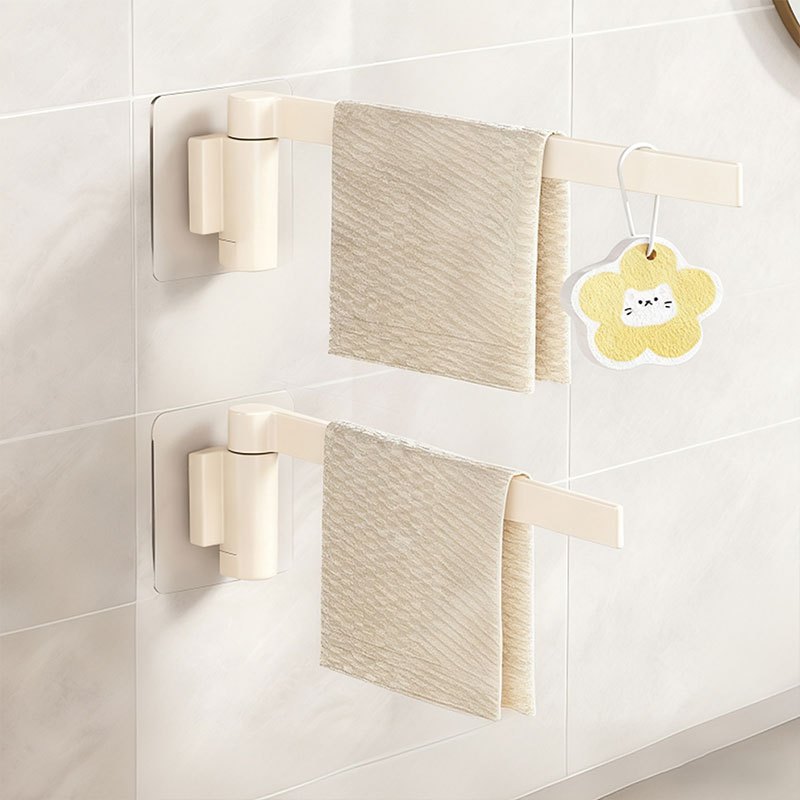 E-shop 2er-Set Wandmontierter Handtuchhalter für das Badezimmer – Bohrfrei, drehbarer Handtuchhalter – Kunststoff-Ablage für Körperpflegeartikel.