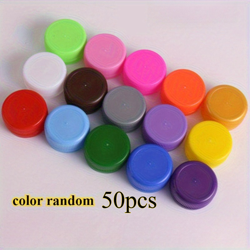 TEMU Random 50pcs Colors, Random Patterns, Multicolor Plastic Bottle Caps