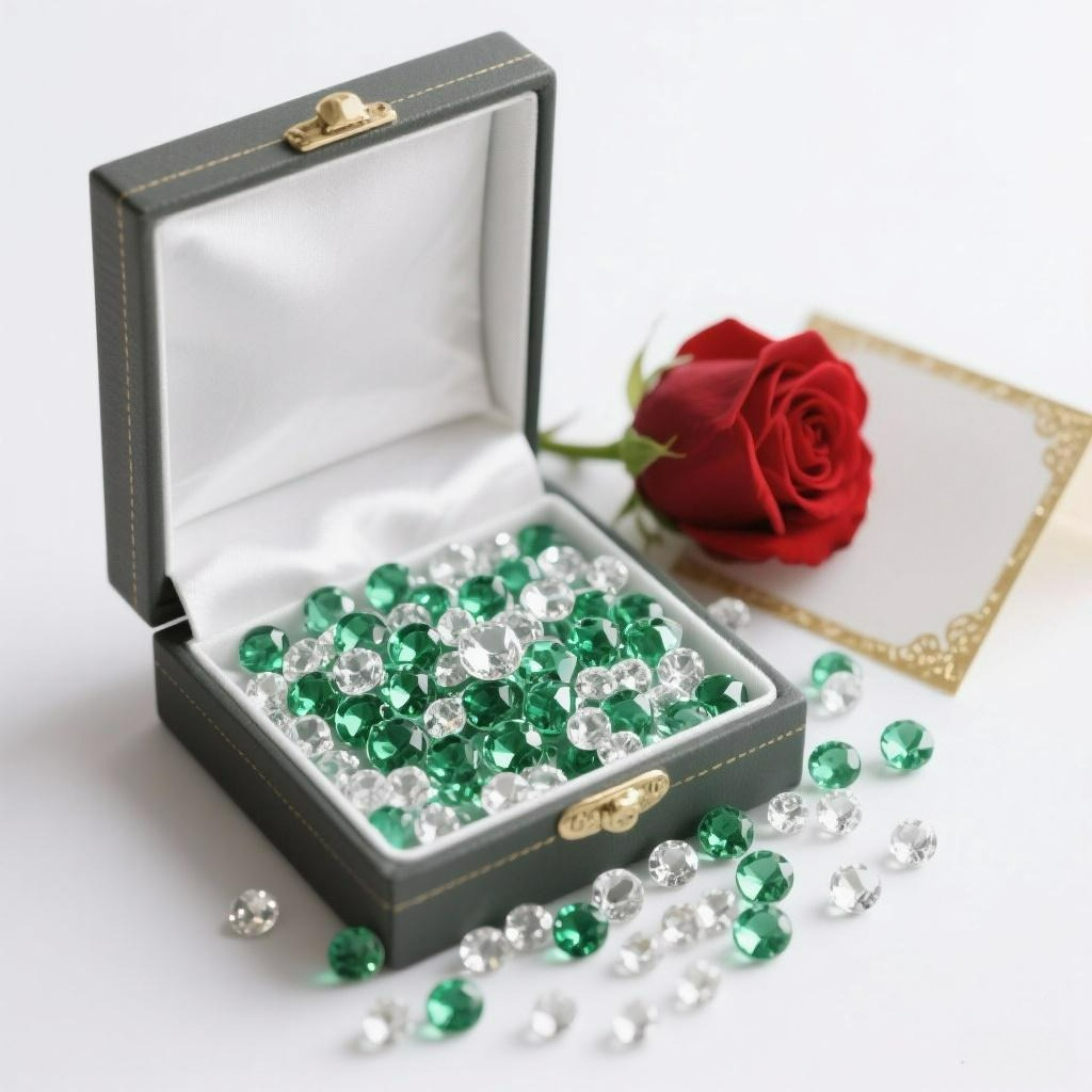 E-shop 4750 Stück Grüner Diamant und Transparentes Gemischtes Set - 3mm/6mm/8mm/12mm, Vase mit Falschen Diamanten gefüllt, Heimdekoration,