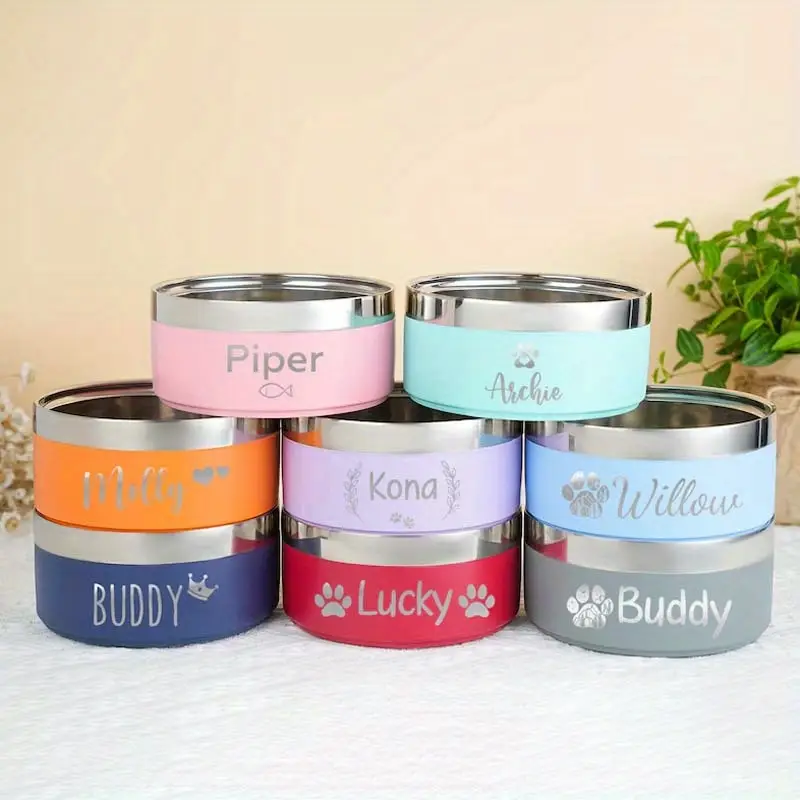 custom engraved double layer stainless bowl personalized laser engraved pet food water dish large capacity for outdoor travel durable stylish gift for pet lovers dog accessories cat feeder stylish feeder material pet owners Product details 1