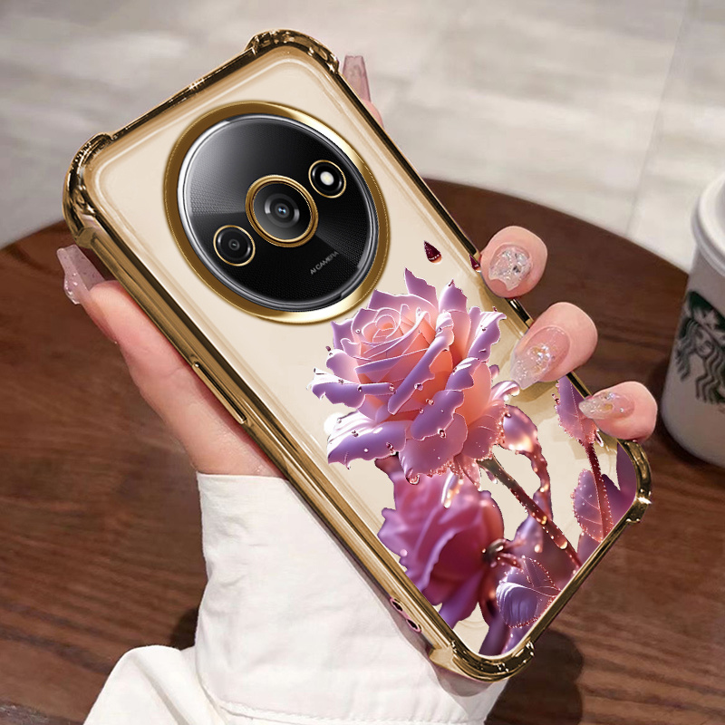 TEMU Phone Case: Blooming Roses Suitable For Redmi A3 Poco C61 A3x Four-corner Anti-fall Mobile Phone Case