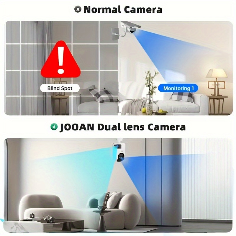 [JOOAN] 360° Panoramic Dual-Lens Camera | No-Dead-Angle Dual-Lens Shooting And 1296P Full HD Picture | Electronic Fence And Sound Detection with Automatic Tracking | Day And Night Full-Color with 5G Dual-Band Wifi Connectivity | AP Hotspot Offline M
