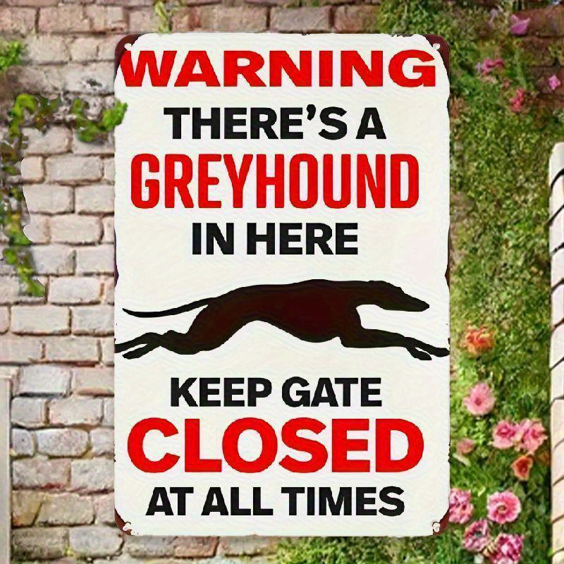 TEMU Vintage Greyhound Dog Warning Sign - Keep Gate Closed At All Times Metal Wall Decor, Retro Farmhouse Style Sign For Home/office,