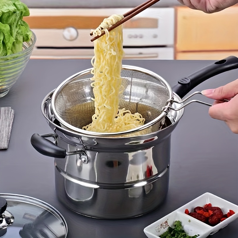 E-shop 1 Stück, Pommes-Korb, Hühnerölfilter, Lebensmittelsieb, Nudelschäumer, Salatkühler, Gemüseabtropfkorb, Vielseitiger Edelstahl-Bratkorb -