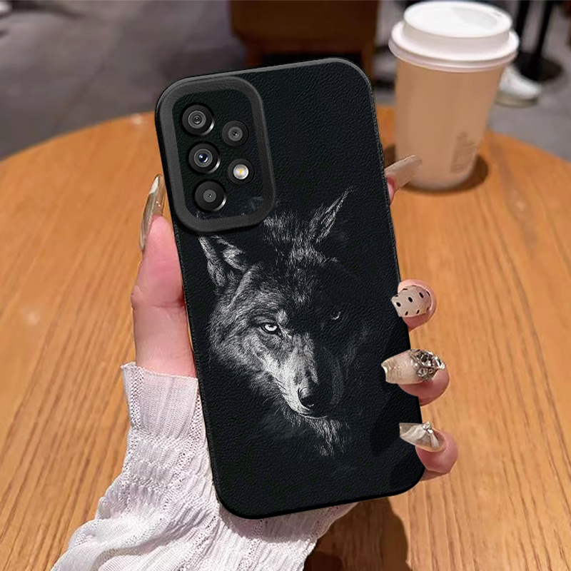 TEMU Phone Case - Black Personalized Jackal Pattern Phone Case For Galaxy A05s/a13/a14/a15/a23/a24/a25/a32/a33/a34/a35/a52/a53/a54/a55/s20/s21 Fe/s22