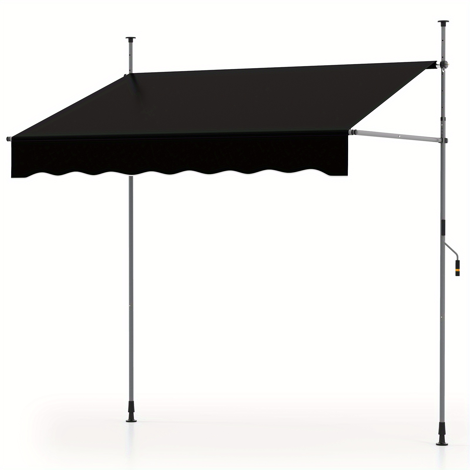 Image of Manual Retractable Awning, 200 Cm (w) X 210-300 Cm (h) No Drilling Adjustable Outdoor Sunshade W/ Crank Handle, Window Door Canopy Shelter For Patio Balcony Backyard Garden