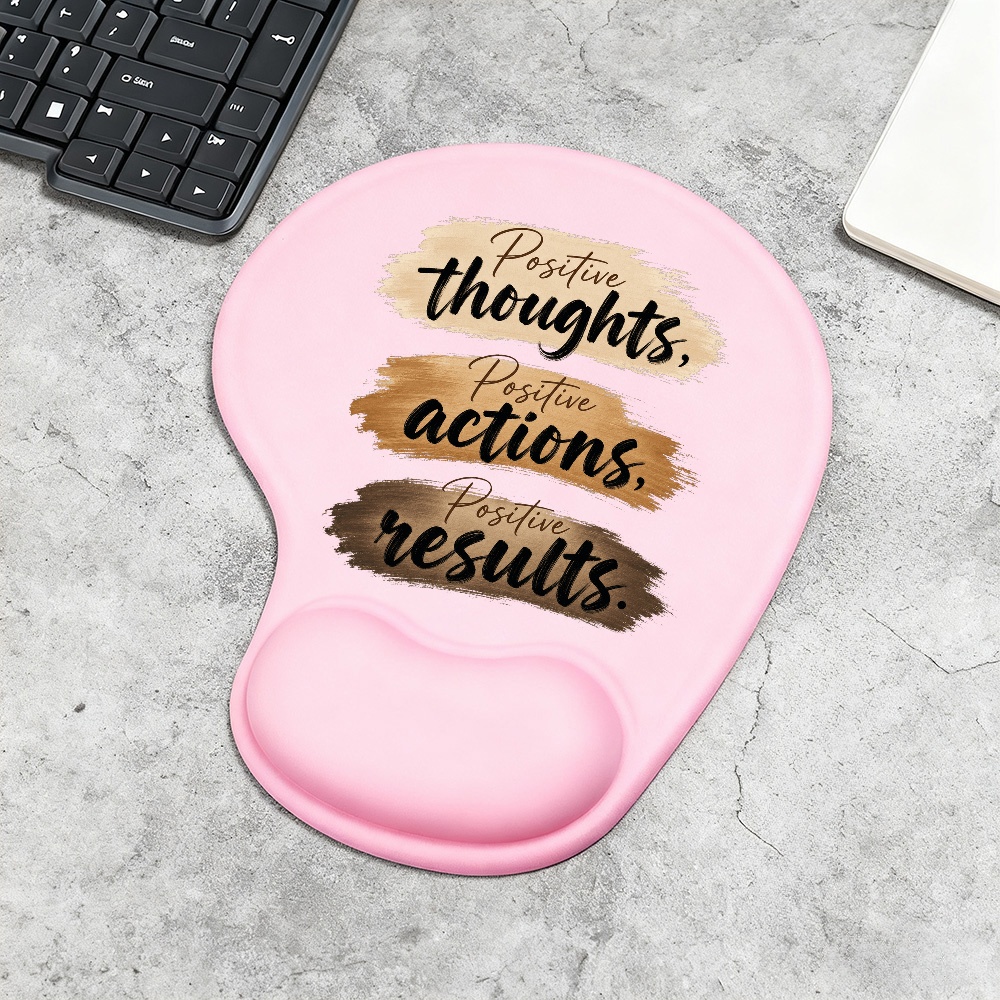 TEMU Positive Positive Actions Wrist Rest Mouse Pad, Inspirational Quote, Black Desk Accessory, Ergonomic Gel Mouse Pad, Office Gift For Women Men
