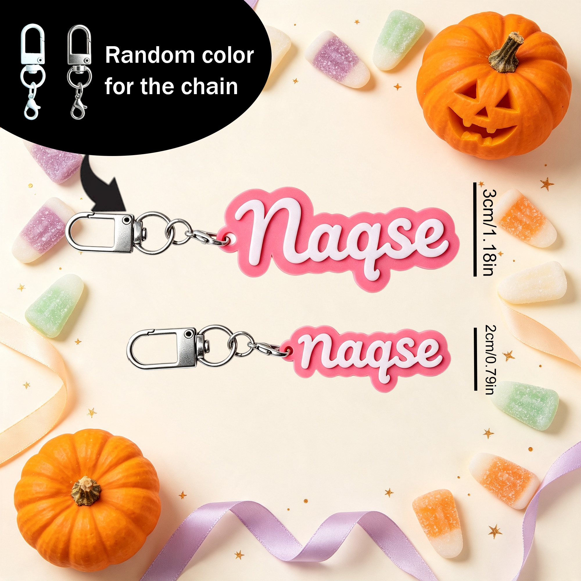 Personalized Custom 3D Printed Text Chain Keychain