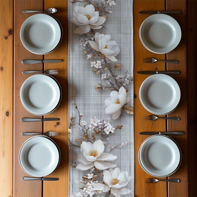 TEMU Elegant Floral Printed Table Runners, Tablecloths, And Table Flags Are Suitable For A Minimalist Modern Theme, Perfect For Dining Tables, Living