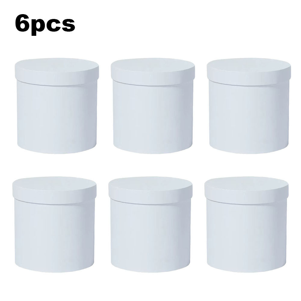 E-shop Geschenk für Sie/Ihn 6-teiliges Set Papierblumenstrauß Verpackungsboxen - Rundes Umarmungs-Eimer-Design mit leuchtendem Gelb und Blumen, für