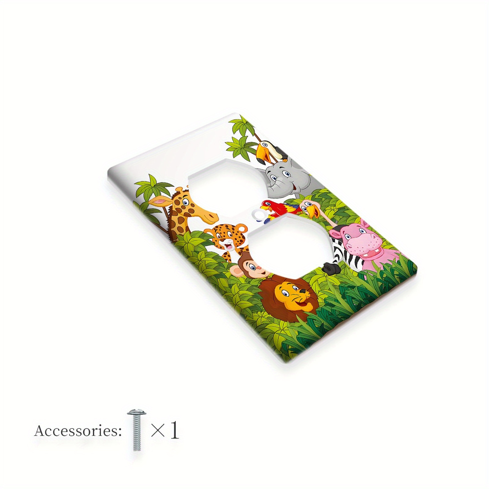 TEMU 1pc 1gang/2gang Cartoon Forest Zoo Light Switch Cover Electric Wall Plate For Bathroom And Living Room Decor