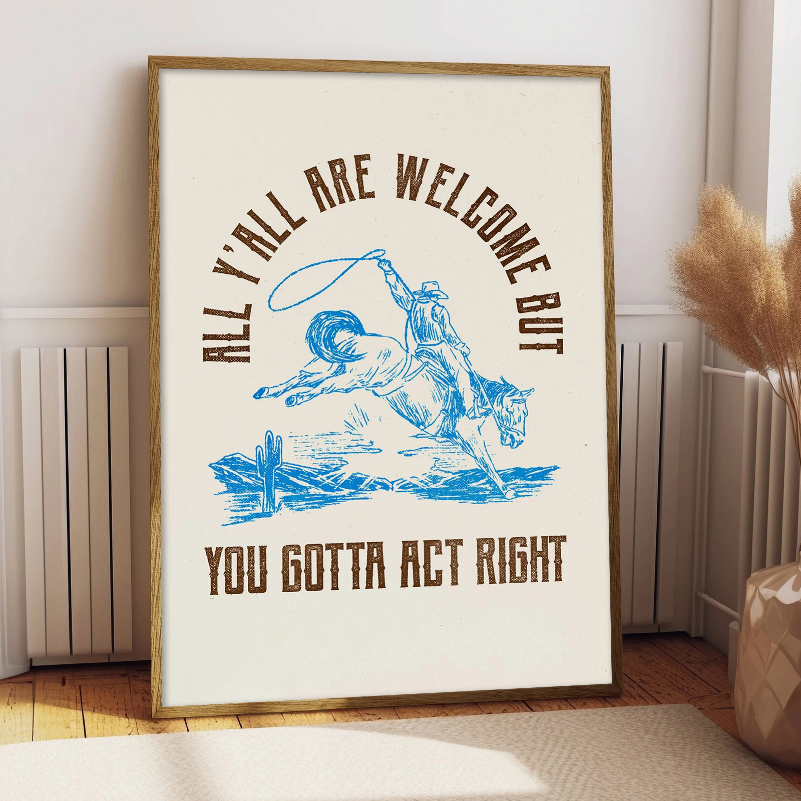 1pc funny cowboy   decor poster   art print with cowboy scene hd canvas poster for living room bedroom office bathroom no frame needed easy hanging indoor decoration ideal housewarming gift for western lovers western decor office artwork   print