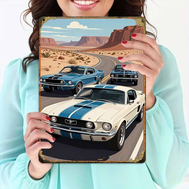 TEMU 2d Flat, 2d Flat - 2d Flat1pcs, Classic Mustangs Art Creative Sign -8x12 Wall Art Gift For Decor| Construction, Metal Wall Art Decor, 2d