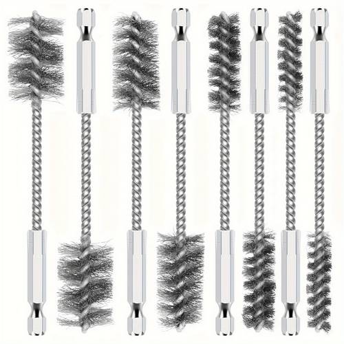 8pcs wire brush set cleaning wire brush with hex shank rust removal wire brush 3 8 inch 1 2 inch 3 4 inch 7 8 inch drill