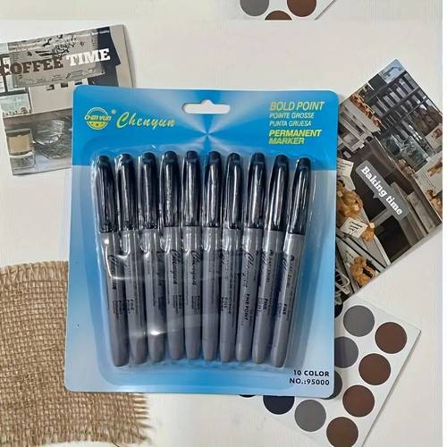 10 fine tip black permanent markers smudge resistant and quick drying for everyday office use