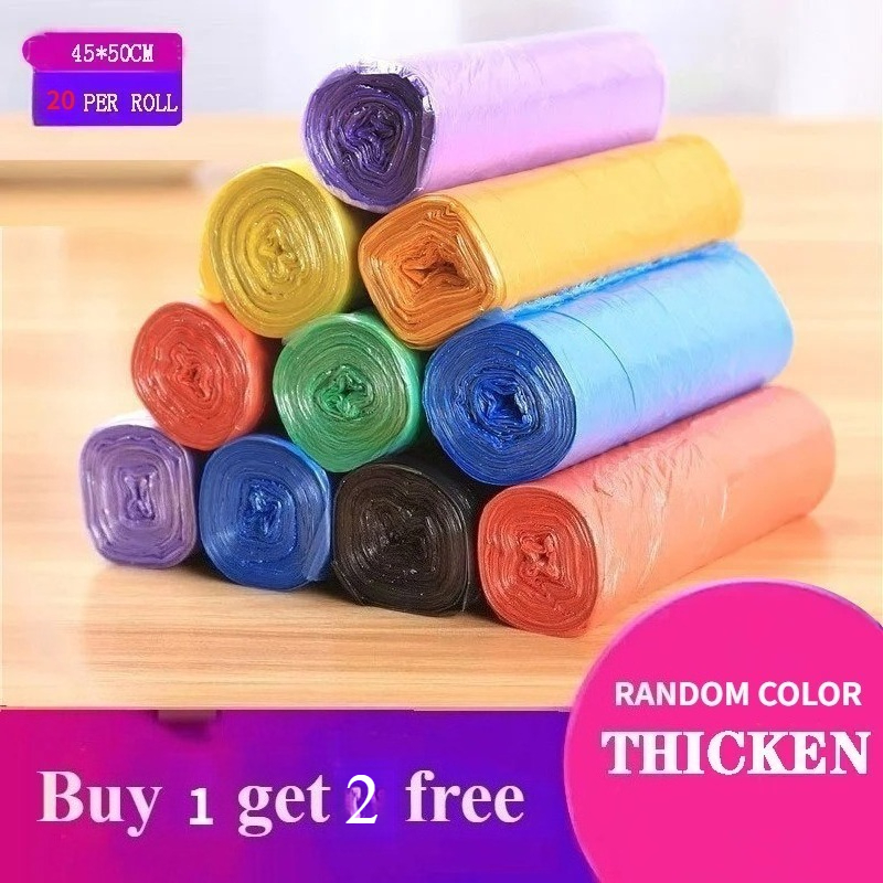 TEMU 60pcs 3 Rolls Home Disposable Garbage Bags Kitchen Storage Garbage Bags Cleaning Bags Plastic Bags Random Colors