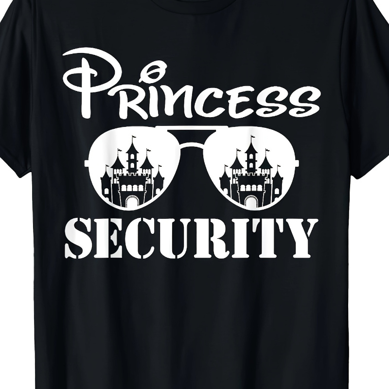 

1pc Princess Security Team Mom & - 100% Cotton, Crew Neck, Short Sleeve, , Geometric-pattern, Regular Fit, Injection, Medium Stretch, 180g/m2 - Casual &