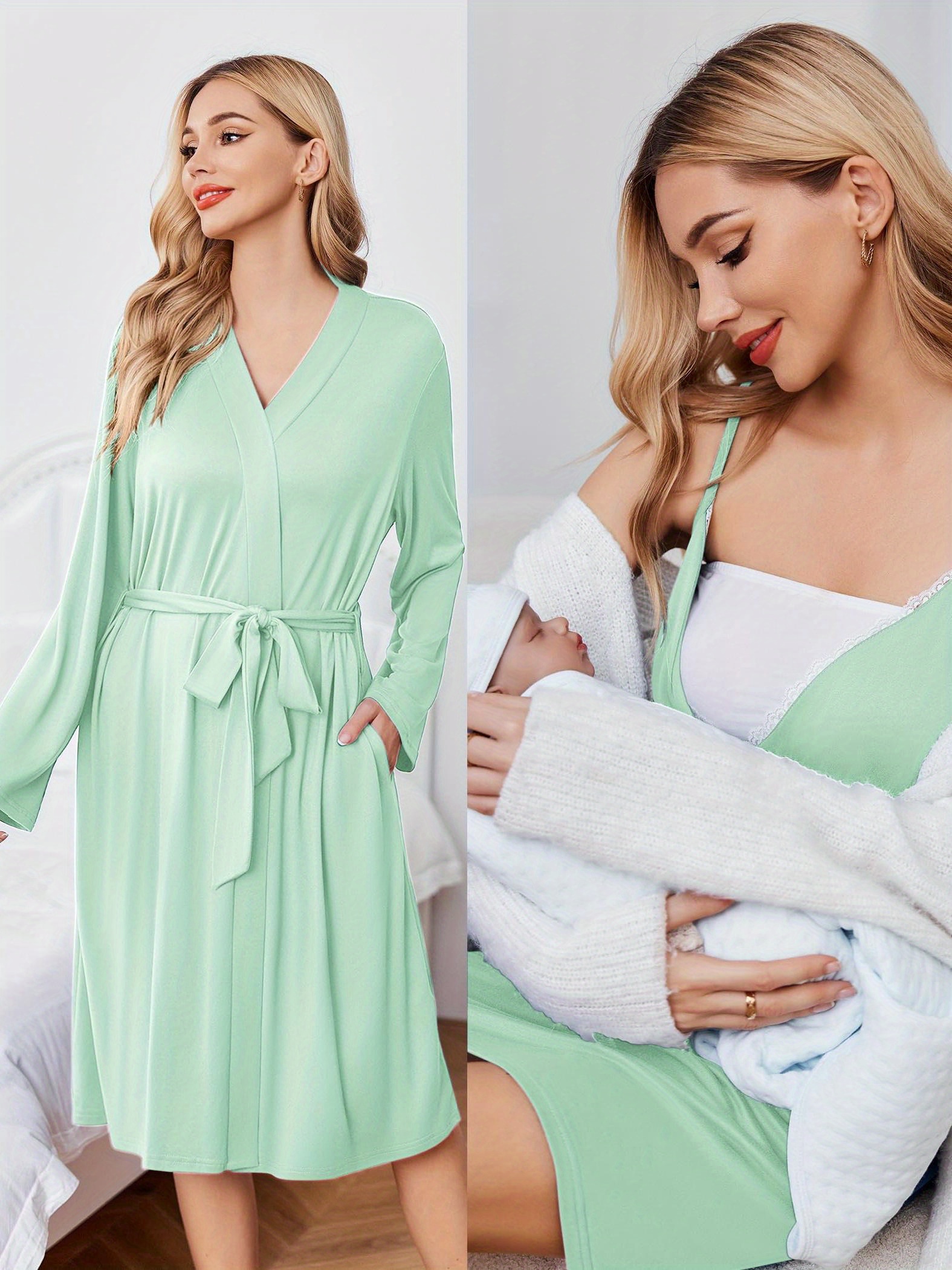 womens maternity nursing gown robe set labor delivery Temu