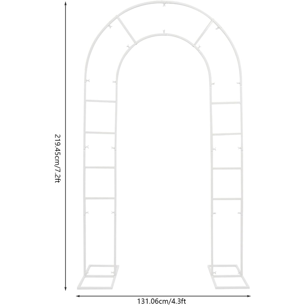 Image of 7.2ft Metal Wedding Arch, Double-tube Garden Holder With Sturdy Base, Heavy Duty Balloon Arch Backdrop Stand For Indoor Outdoor Party Decor, 7.2x 4.3ft