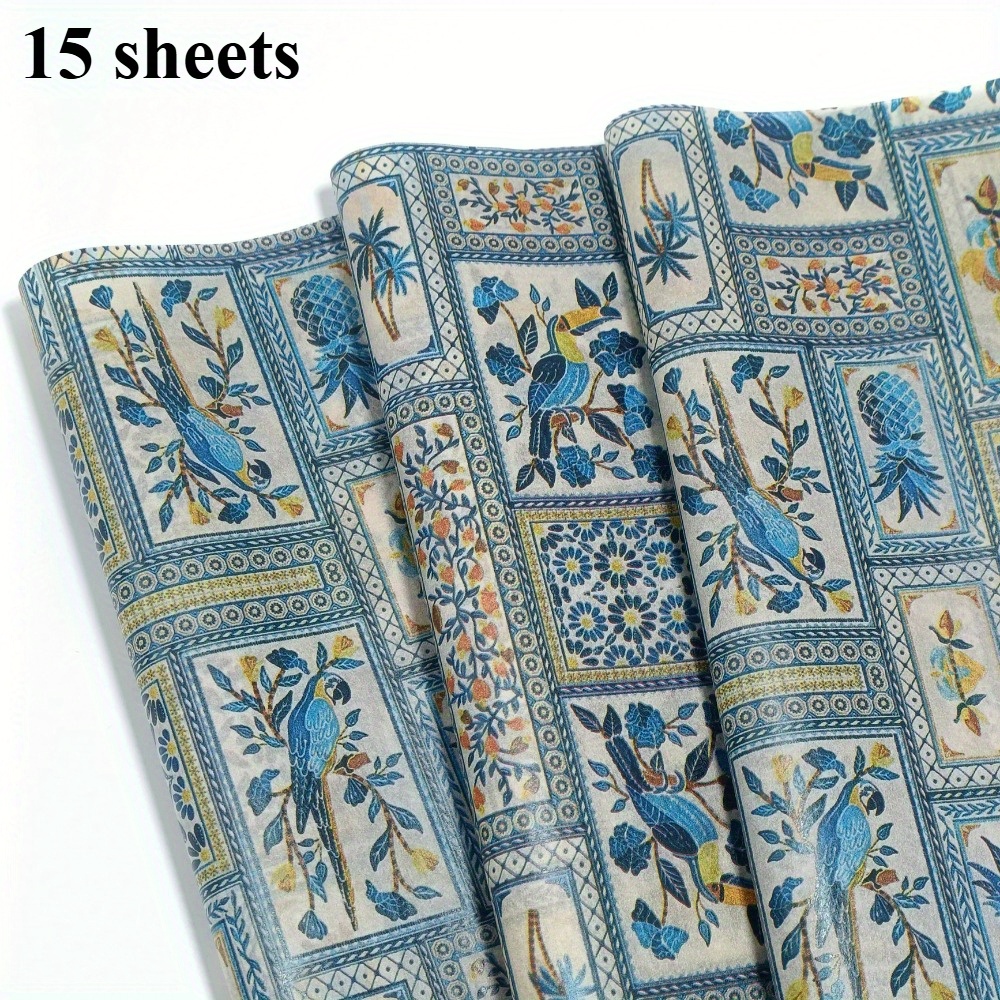 15/ Bohemian & Wrapping Paper Suitable For Birthdays, Weddings, Showers - Multicolor Parrot, Fruit & Patterns - Gift Wrap, Fillers, Diy Crafts (15 Or )