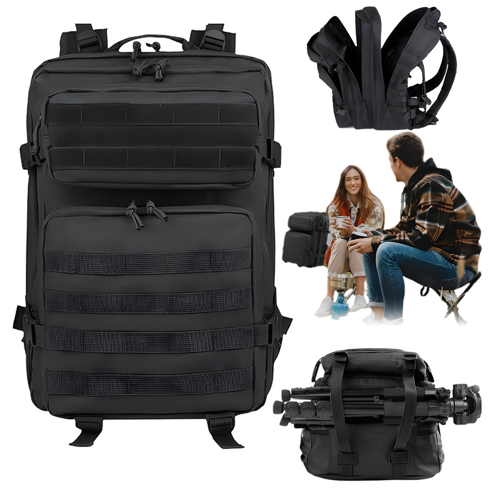45l Capacity Outdoor Backpack, Men's Outdoor Leisure Backpack, Suitable For Hiking, Camping, Travel, Men's Work Backpack, Multi-, Black