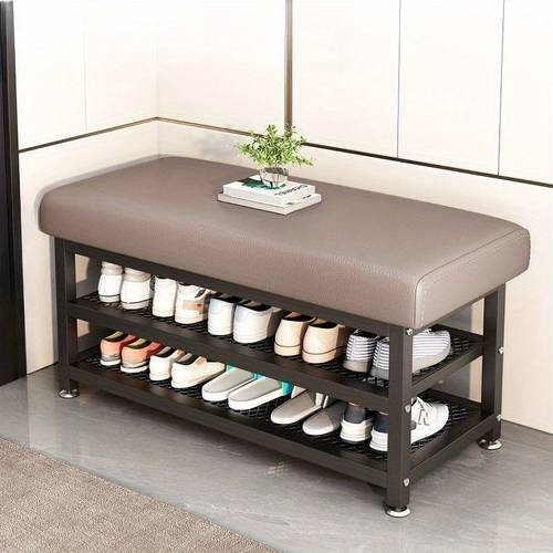 contemporary entryway bench with shoe storage soft leather cushioned seat construction 27 height 3 2 cu ft capacity freestanding indoor outdoor shoe rack organizer for hallway porch mudroom shoe bench mudroom furniture durable materials multipurpose seating practical