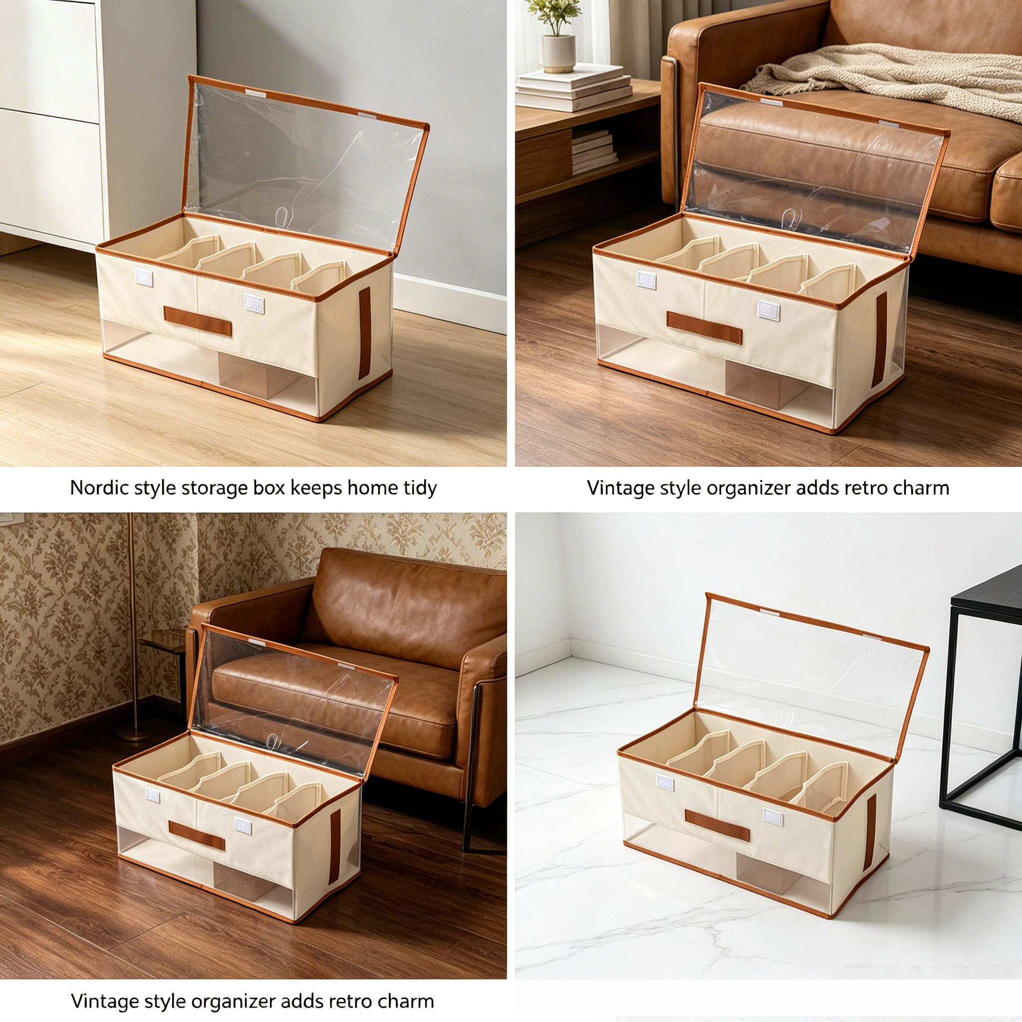2pcs Handbag Storage Box Hat Box Organizer with Lid
