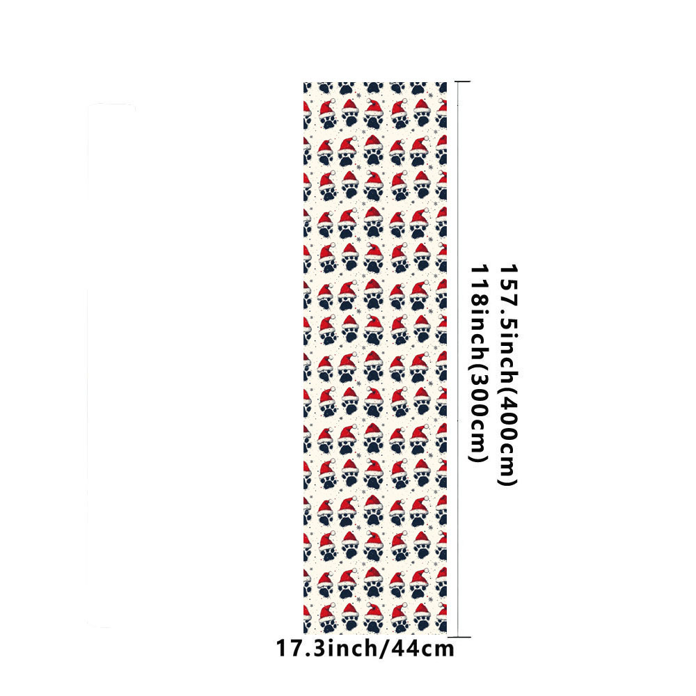 TEMU 1 Rouleau de Vintage de Noël avec Empreintes de Pattes de Père Noël et de Chien - , Thème Animalier, Idéal pour les Propriétaires de Chiens,