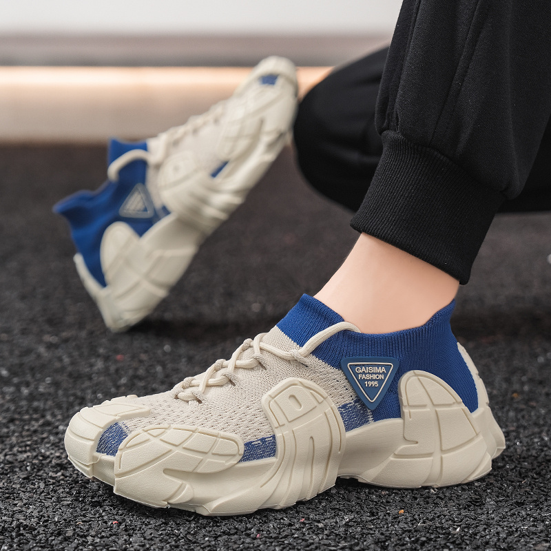 Men's Mesh Breathable Sneakers with Thick Soles, Anti-Slip Running Shoes, Shock-Absorbing, Wear-Resistant Jogging Shoes, Fashionable, Dry, Comfortable Casual Shoes