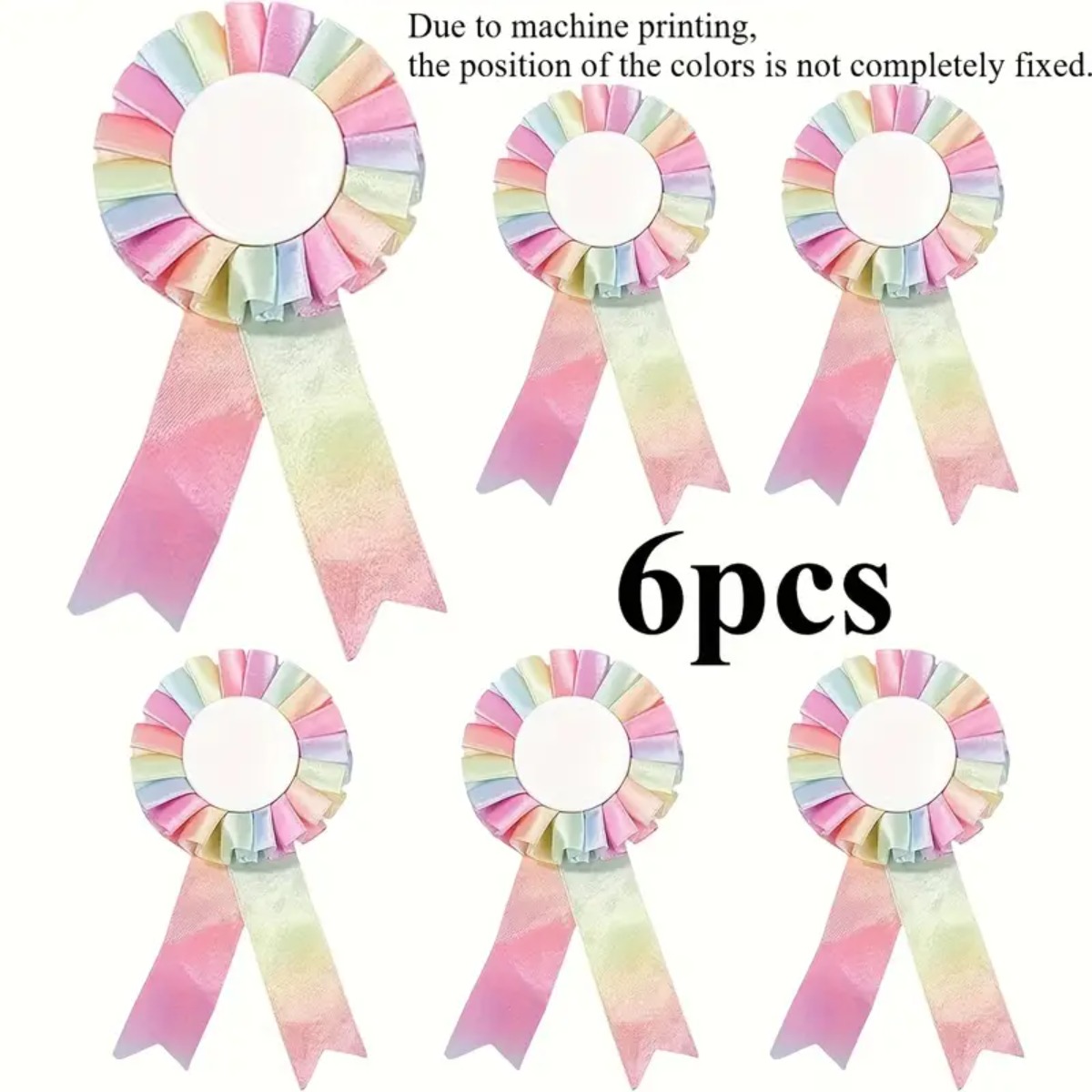 Image of 6pcs Blank Badge, Ribbon Recipients, Medals, Used For Award Ceremonies, Gifts For Work And Study Rewards, Competition Activity Badges.christmas